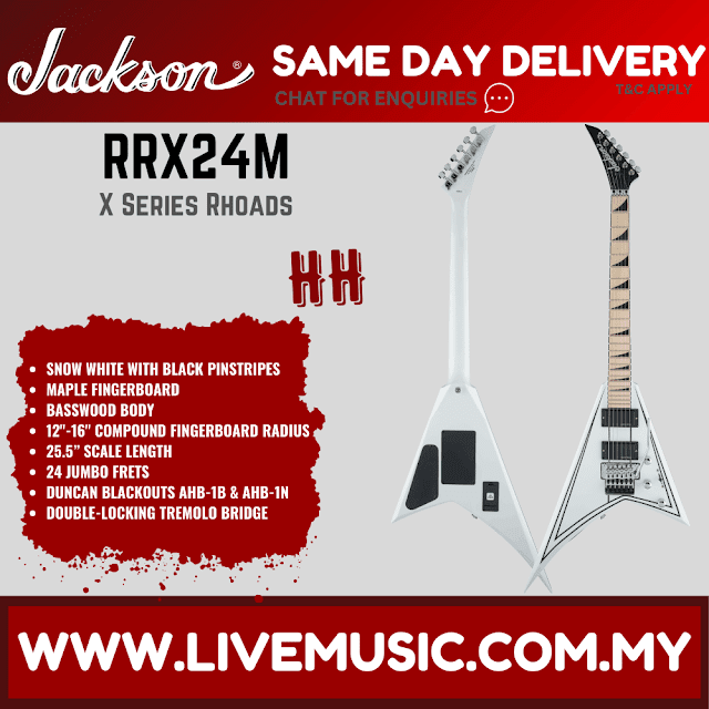 Jackson X Series Rhoads RRX24M Electric Guitar, Maple Fretboard - Snow White with Black Pinstripes (RR X24/RRX 24)