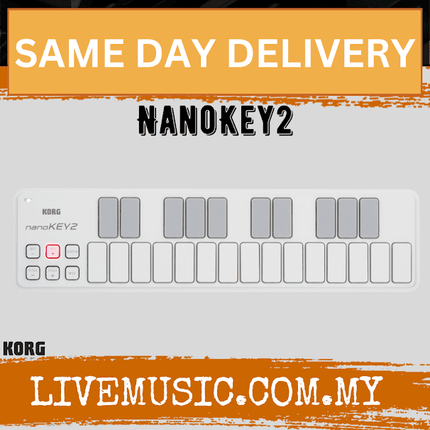 Korg nanoKEY2 - Midi Controller Slim Line USB Keyboard, White (nano Key2/nanokey2)