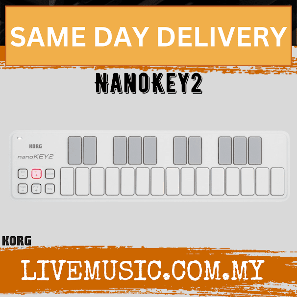 Korg nanoKEY2 - Midi Controller Slim Line USB Keyboard, White (nano Key2/nanokey2)