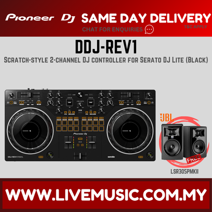 Pioneer DJ DDJ-REV1 2-deck Serato DJ Controller With Monitor Speaker And Bag - Black ( DDJREV1 / DDJ REV1 )