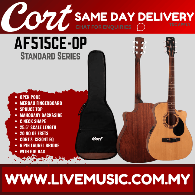 Cort AF515CE - Acoustic Guitar with Gig Bag (AF 515CE/AF-515CE)