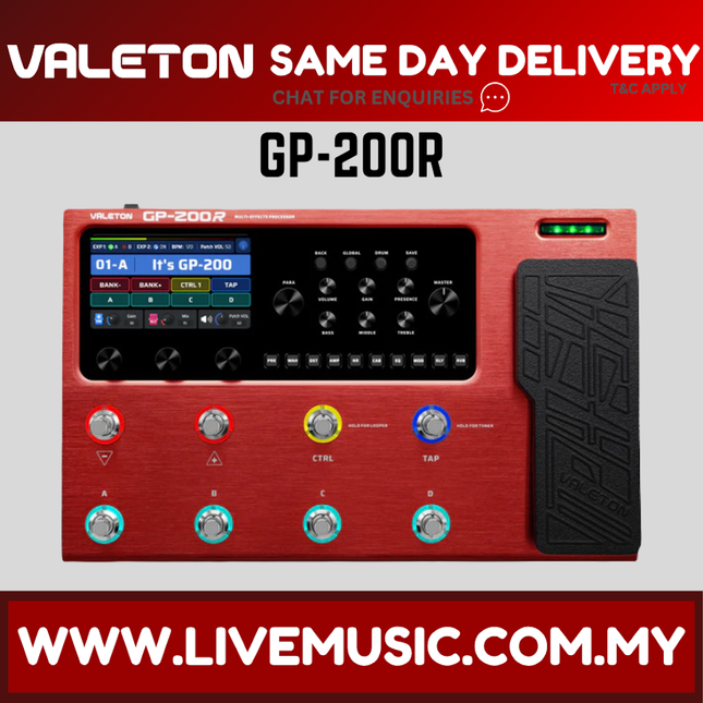 Valeton GP-200R Multi-Effects Processor With LPC-M Multi-Effect Pedal Case - Red ( GP200 / GP 200 )