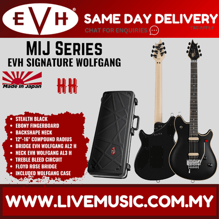 EVH Wolfgang MIJ Series Signature Electric Guitar, Ebony FB, Stealth Black