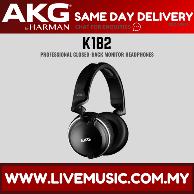 AKG K182 Professional Closed-Back Monitor Headphones (K-182/K 182)