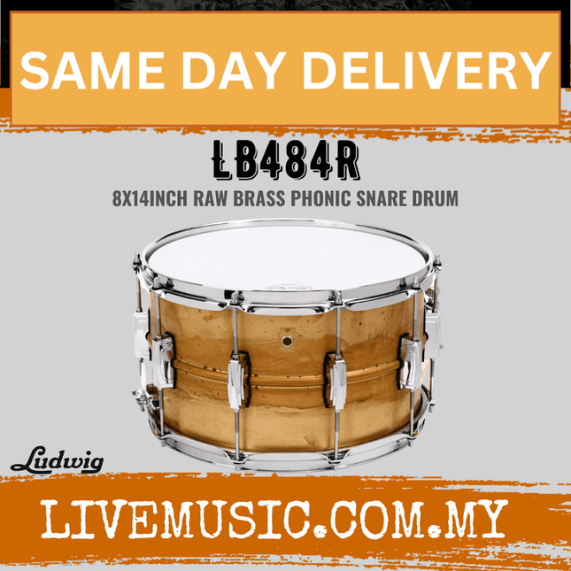 Ludwig LB484R 8x14inch Raw Brass Phonic Snare Drum