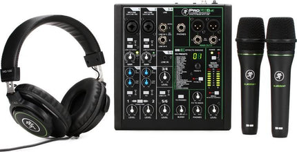 Mackie Performer Bundle With ProFX6v3 Mixer, EM-89D Microphone, MC-100 Headphone And Mic Stand (ProFx6/EM89D/MC100)