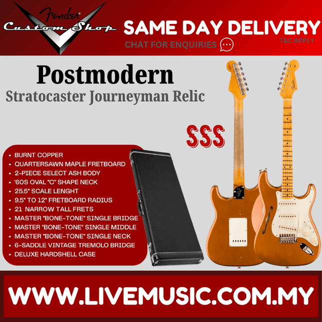 Fender Custom Shop Postmodern Stratocaster Journeyman Relic w/Closet Classic Hardware, Burnt Copper