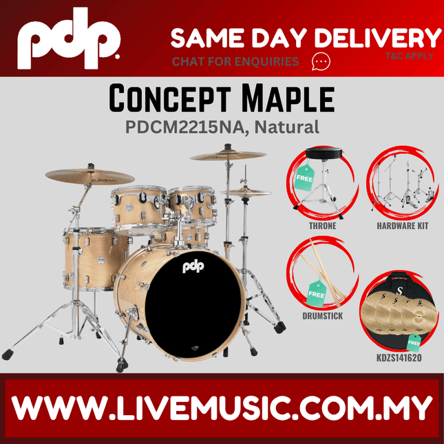 PDP by DW CM5 Concept Maple Shell Pack - 5-piece With KDZS141620 Silent Cymbal Set ( PDCM2215 )
