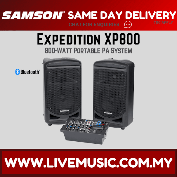 Samson Expedition XP800 8 Channel Mixer 800W 2 Way Speaker Portable PA System With Bluetooth (XP 800/XP-800)