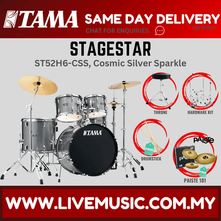 Tama Stagestar ST52H6 5-piece Drum Set With Drumsticks and Throne With Paiste 101 Cymbals Set