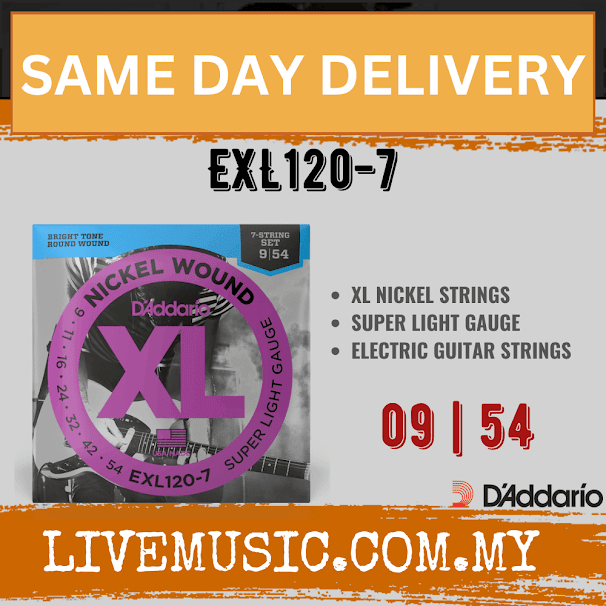 D'Addario EXL120-7 - Nickel Wound Electric Strings, 7-String, Super Light (9-54)(DAddario/EXL120)