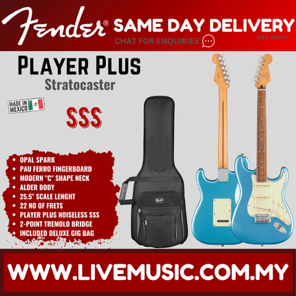 Fender Player Plus Stratocaster Electric Guitar, Pau Ferro Fretboard - Opal Spark