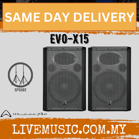 Black 15-inch passive 2-way loudspeakers, two-way speaker cabinets