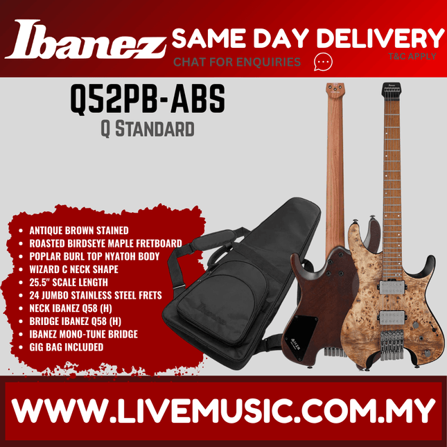 IBANEZ Q52PB-ABS Q SERIES ELECTRIC GUITAR, ANTIQUE BROWN STAINED ( Q52PB ABS / Q52PBABS )