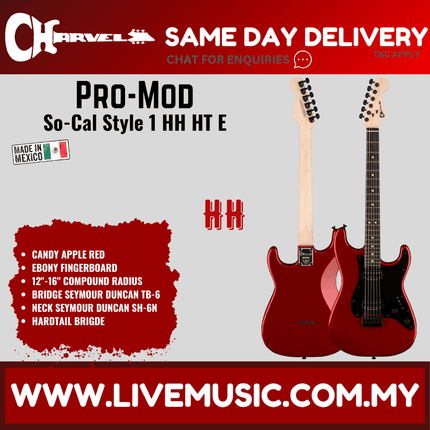 Charvel Pro-Mod So-Cal Style 1 HH HT E Electric Guitar, Ebony FB, Candy Apple Red