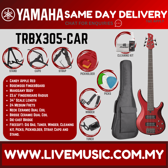 Yamaha TRBX305 5-string Electric Bass Guitar Package - ( TRBX 305 / TRBX-305 )