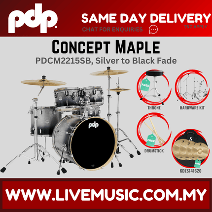 PDP by DW CM5 Concept Maple Shell Pack - 5-piece With KDZS141620 Silent Cymbal Set ( PDCM2215 )
