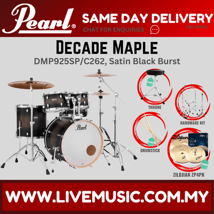 Pearl Decade Maple DMP925SP/C 5-Piece Drum Set with Zildjian ZP4PK Cymbals Set and Hardware