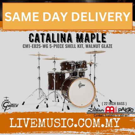 Gretsch CMI-E825-WG Catalina Maple 5-Piece Drum Shell Kit - Walnut Glaze (CMI E825)