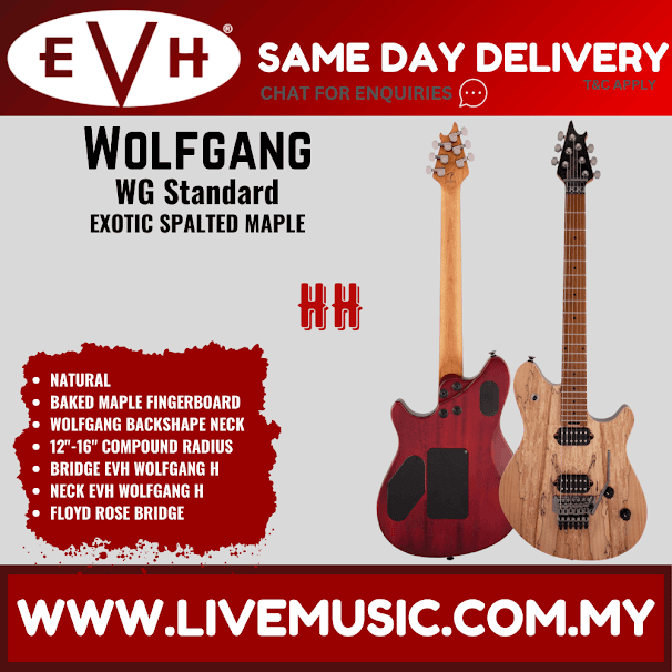 EVH Wolfgang Standard Exotic Electric Guitar, Baked Maple FB-Spalted Maple