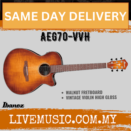 Ibanez AEG70 Acoustic-Electric Guitar Walnut Fretboard - Vintage Violin (AEG70-VVH)