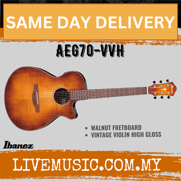 Ibanez AEG70 Acoustic-Electric Guitar Walnut Fretboard - Vintage Violin (AEG70-VVH)