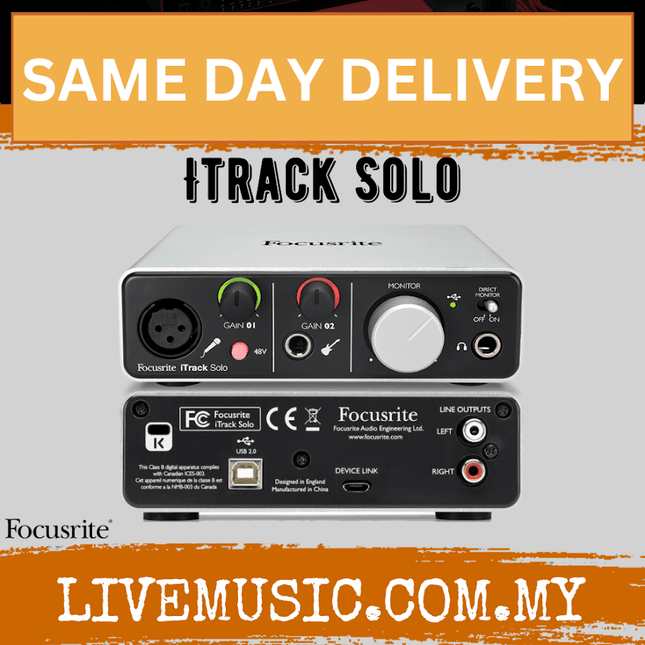 Focusrite iTrack Solo Audio Interface w/ Lightning Connector