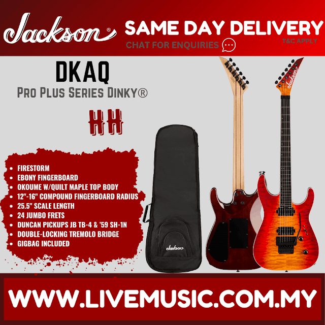 Jackson Pro Plus Series Dinky DKAQ Electric Guitar, Ebony FB, Firestorm