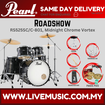 Pearl Roadshow RS525SB/C Drum Set with Paiste PST3 Cymbal set, Drum Throne