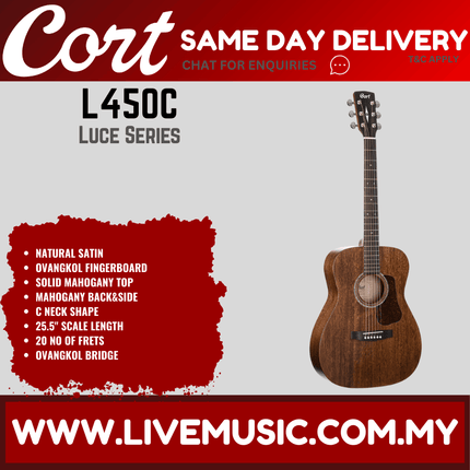 Cort L450C - Acoustic Guitar with Gig Bag - Natural Satin (L450 C/L450-C)