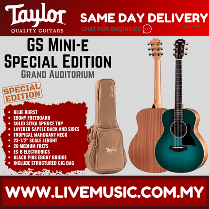 Taylor GS Mini-E Special Edition Acoustic Guitar w/Bag, Blue Burst