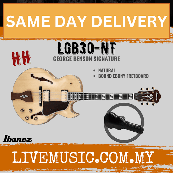 Ibanez LGB30-NT George Benson Signature Electric Guitar w/Case, Natural ( LGB30 NT / LGB30NT )