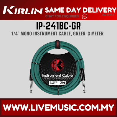 Kirlin Cable IP-241BC 3 Meter Mono Instrument Cable for Electric Acoustic Bass Guitar Speaker Amp Keyboard Drum Amplifier (IP 241BC/IP241BC)