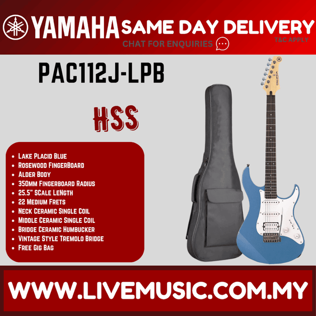 Yamaha PAC112J Pacifica Electric Guitar - Lake Placid Blue ( PAC 112J / PAC-112J )