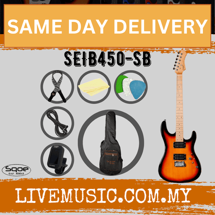 SQOE SEIB450 Double Cutaway Body HH Electric Guitar Roasted Maple Fretboard - Sunburst ( SEIB 450 / SEIB-450 )