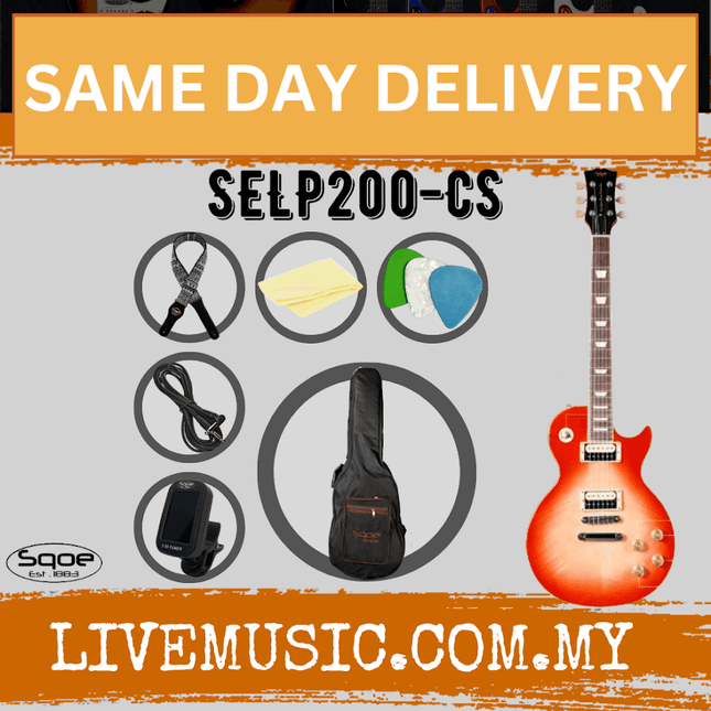 SQOE SELP200 Les Paul Body HH Electric Guitar Rosewood Fretboard - Tiger Pink ( SELP 200 / SELP-200 )