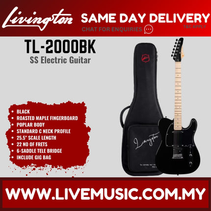 Livingston TL-2000 Telecaster SS Electric Guitar, Roasted Maple Fretboard - ( TL2000 TL 2000 )