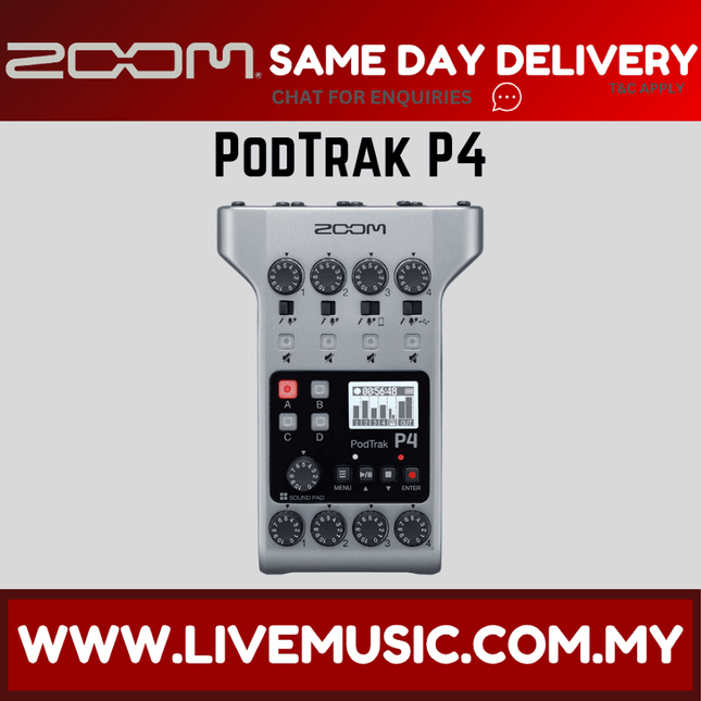 Zoom PodTrak P4 Podcast Recorder (Podtrack/P-4/P 4/Pod Trak)