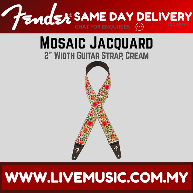 Fender Mosaic Jacquard Guitar Strap, Green / Cream / Blue