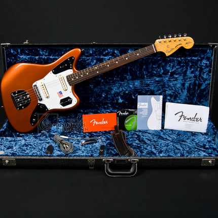 Fender Artist Johnny Marr Jaguar Electric Guitar, RW FB, Olympic White / Metallic KO-Metallic KO