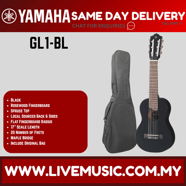 Yamaha GL1 Nylon Guitalele with Gig Bag - Black (GL-1/GL 1)