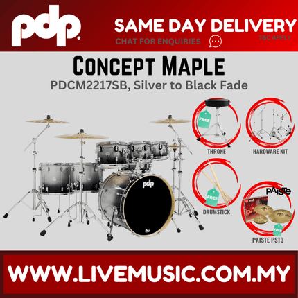 PDP by DW CM7 Concept Maple Shell Pack - 7-piece with Paiste PST3 Cymbals - (PDCM2217)
