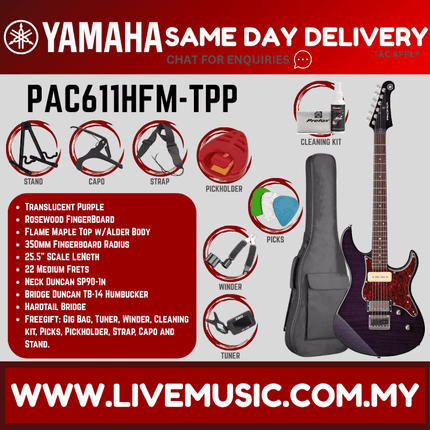 Yamaha PAC611HFM Pacifica Electric Guitar - Translucent Purple ( PAC 611HFM / PAC-611HFM )