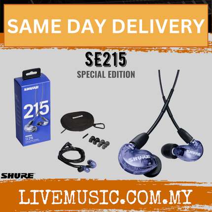 Shure SE215 Sound Isolating Earphones with 3.5mm Comm Cable - Purple ( SE-215 / SE 215 )