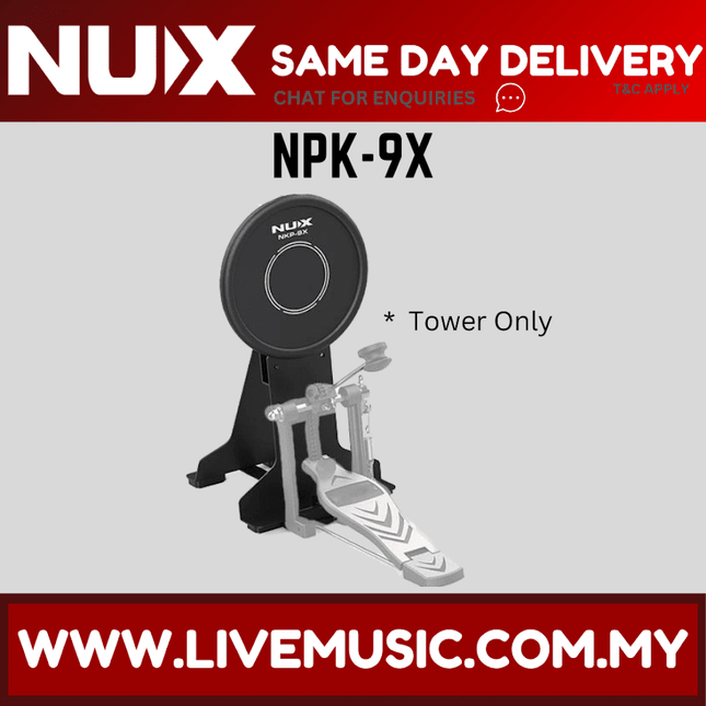 NUX NPK-9X digital drum kick pad tower only, round black pad on tripod stand