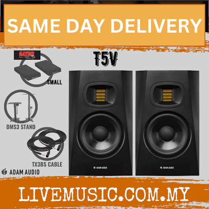 Adam Audio T5V - 5 inch Nearfield Monitor Speaker with Speaker Stand And Gator Isolation Pads - Pair
