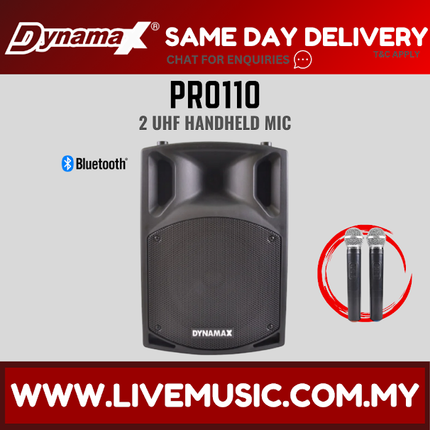 Dynamax PRO110 10" Bluetooth Portable PA System w/2 Handheld ( PRO-110 / PRO 110 )