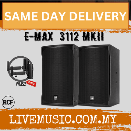 RCF E-MAX 3112 MKII HIGH POWER TWO-WAY SPEAKER WITH SPEAKER STAND AND CABLE ( EMAX3112 / E MAX 3112 / MKII )