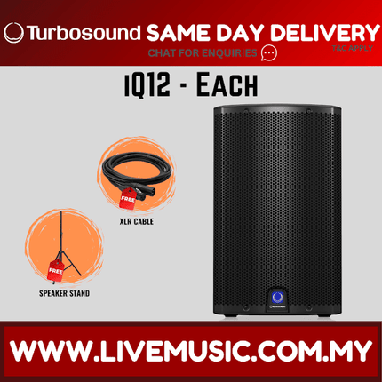 Turbosound iQ12 2500-Watt 12" Powered Speaker w/Wireless Mic, Speaker Stand And Cable - Each / Pair ( iQ-12 / iQ 12 )