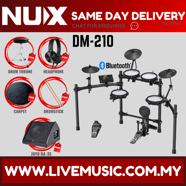 NUX DM-210 5 Piece Full Mesh Digital Electronic Drum Set Head By Remo ( DM210 / DM 210 )